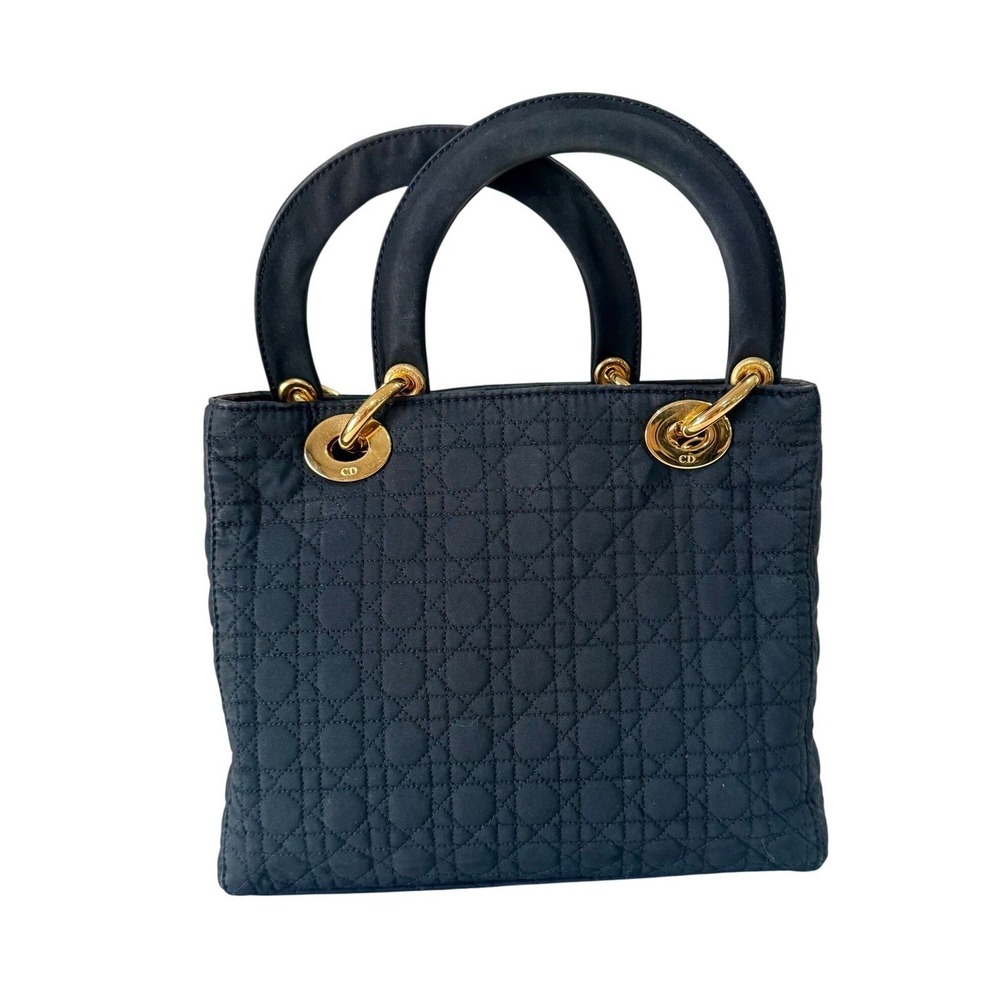 Christian Dior Black Quilted Cannage Lady Dior Top Handle Bag Gold Hardware - Picture 2 of 9